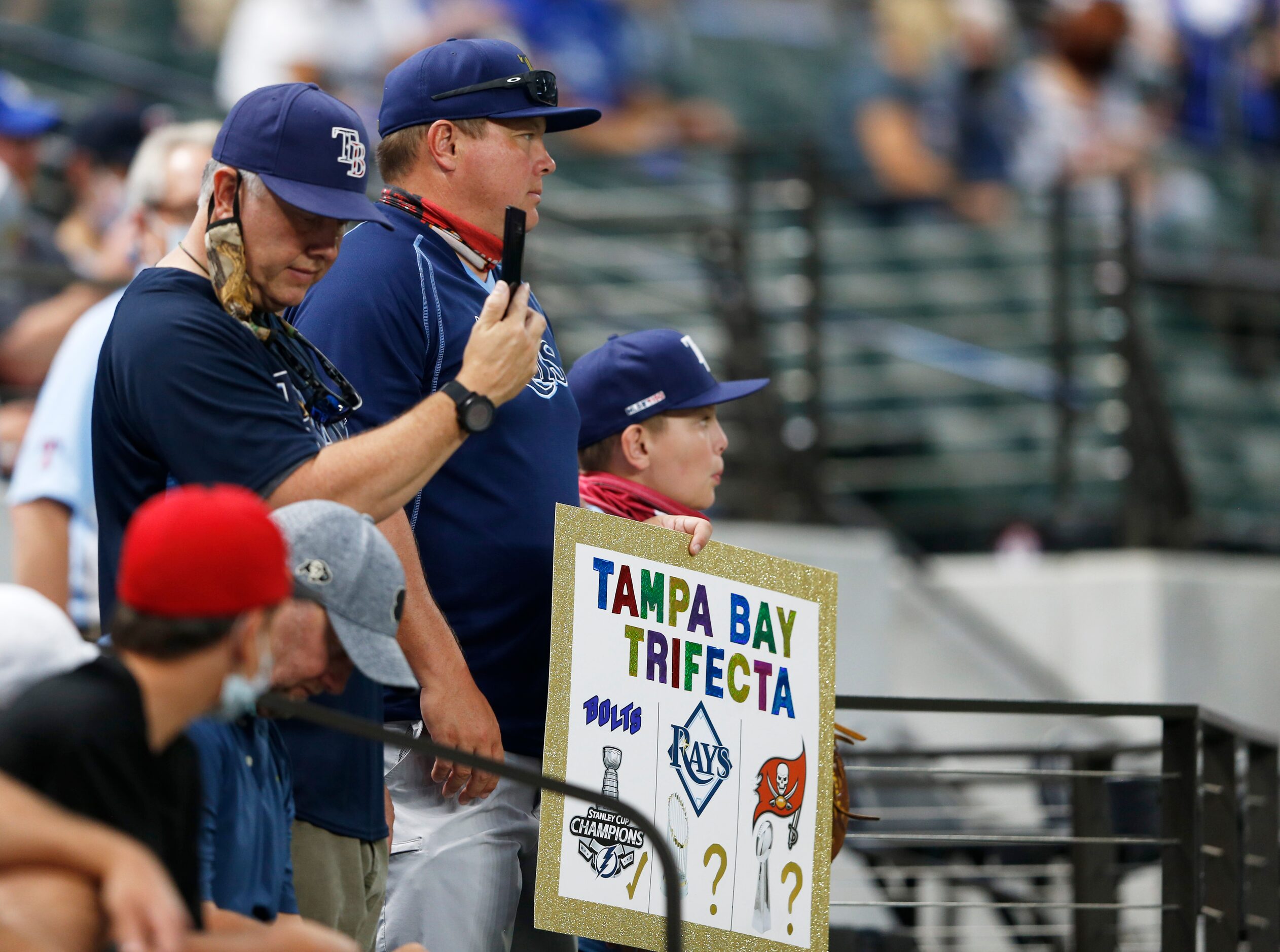 Tampa Bay Rays fans hoping all their teams win this year before a game against the Los...