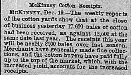 Dallas Morning News clipping from Dec. 20, 1886.