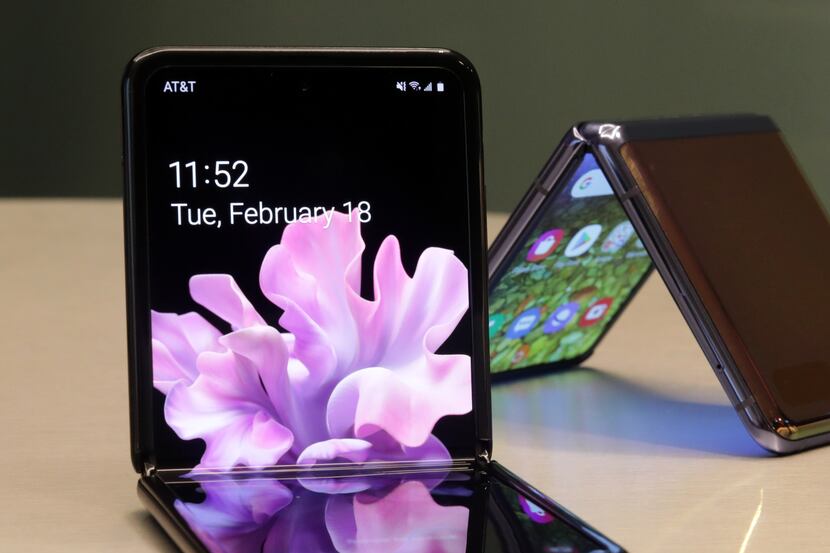 Close-up of the Galaxy Z Flip at Samsung in Dallas on Feb. 18, 2020.