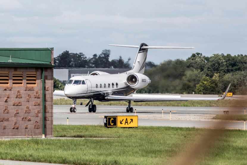 A private jet carrying rapper Post Malone is seen after making a successful emergency...