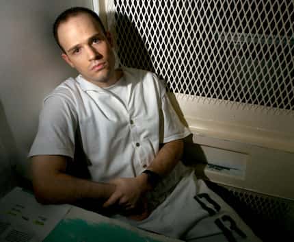 In this Dec. 3, 2003, file photo, Texas death row inmate Randy Halprin, then 26, sat in a...