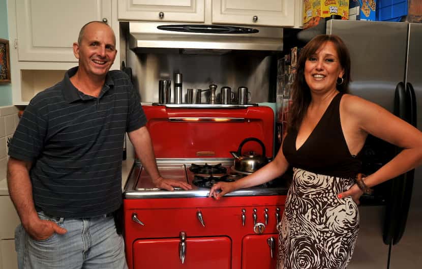 Van and Elsa Moushegian with with their 1950s-era Chambers stove at their home in Dallas on...