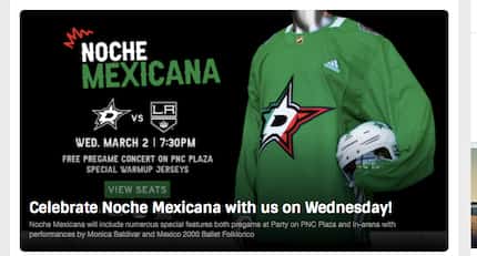 El jersey con los colores de la bandera mexicana que el equipo de los Dallas Stars utilizará...