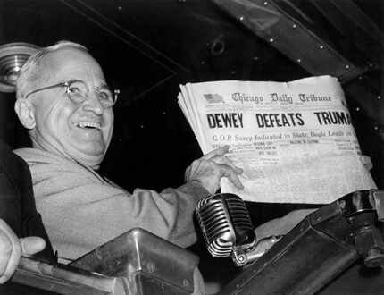 President Harry S. Truman triumphed over Thomas Dewey, despite what the Chicago Daily...