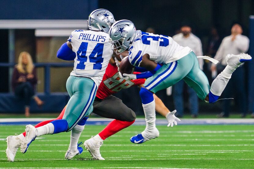 Dallas Cowboys defensive back Donovan Wilson (37) steps in front of Tampa Bay Buccaneers...