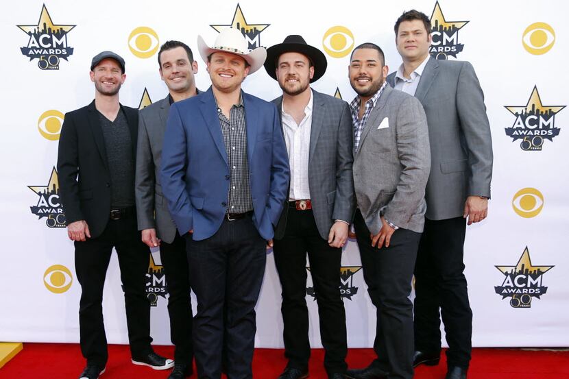The Josh Abbott Band on the red carpet before the 2015 Academy of Country Music Awards...