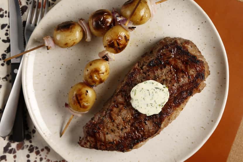 Grilled Steak With Herb Compound Butter
