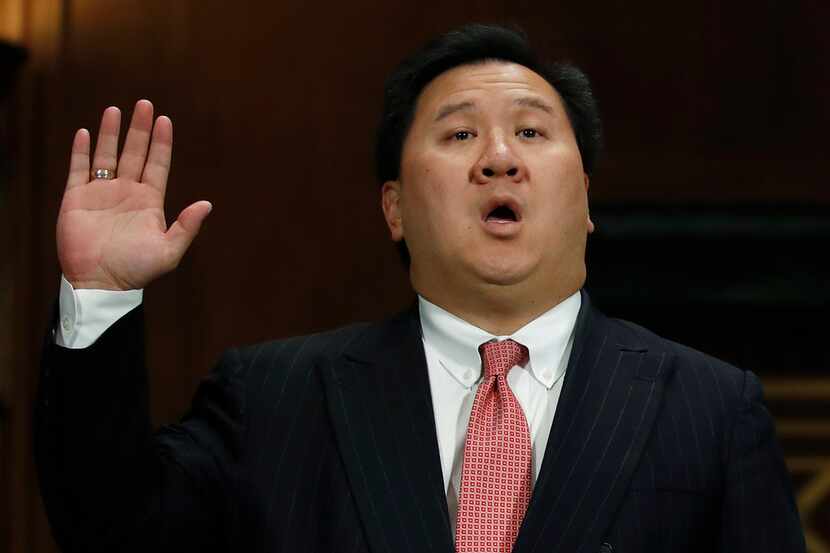 James Ho was sworn in Thursday during a Senate Judiciary Committee hearing on his nomination...