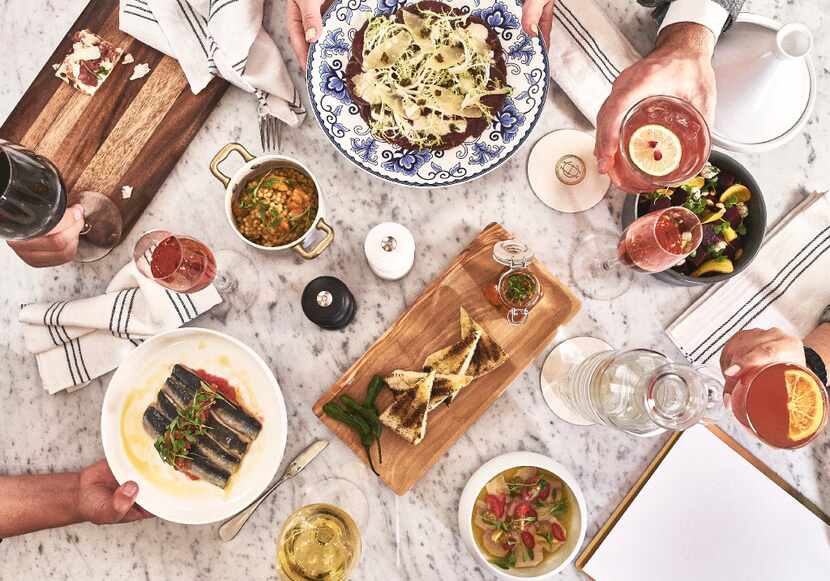 Mediterranean plates to share at City Hall Bistro, a new restaurant at the Adolphus 