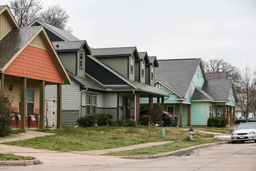 Infill housing in the Wheatley Place neighborhood in South Dallas on Feb. 11, 2021. 