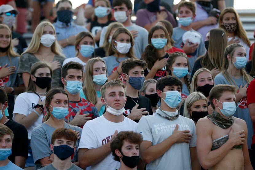 Fans in the Argyle student section were following UIL guidelines during Friday's...