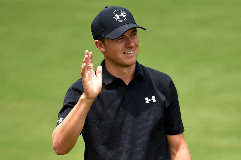 CHARLOTTE, NC - AUGUST 09: Jordan Spieth of the United States waves during a practice round...