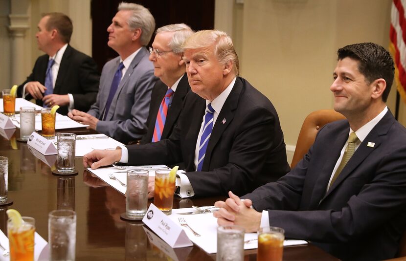 President Donald Trump hosts a working lunch in the Roosevelt Room at the White House March...