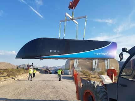 This file photo taken on July 12, 2017 and released by Hyperloop One shows the first...