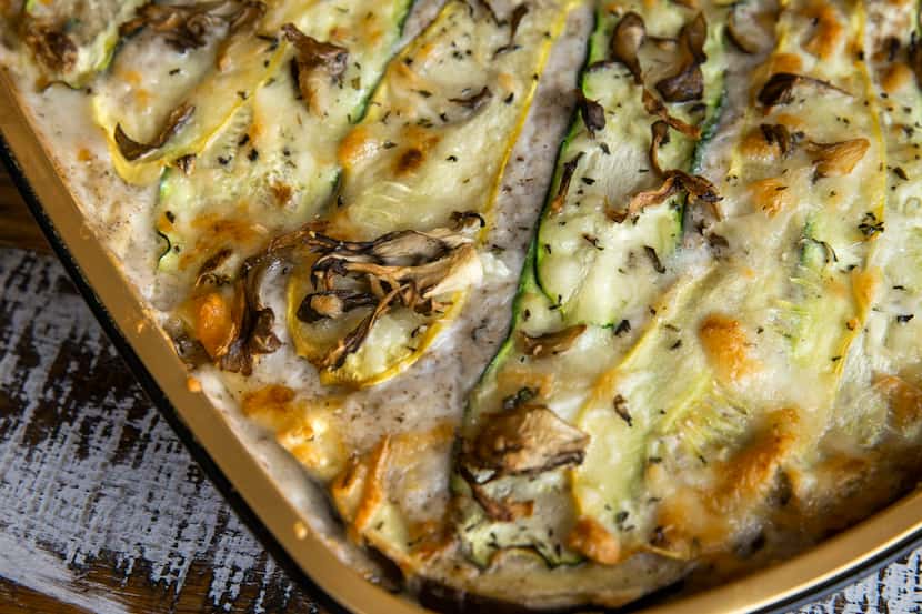 The vegetable lasagna at Gemma American bistro in Dallas features asparagus, local squash,...