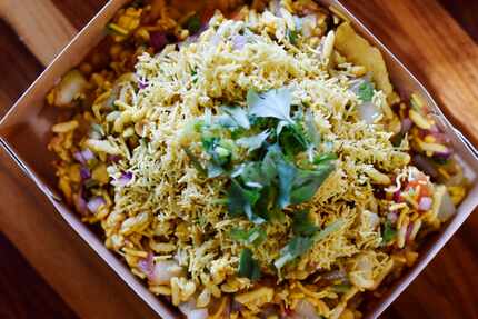 Bhel puri, a puffed rice dish, is one of several Indian street food dishes at Desi District.