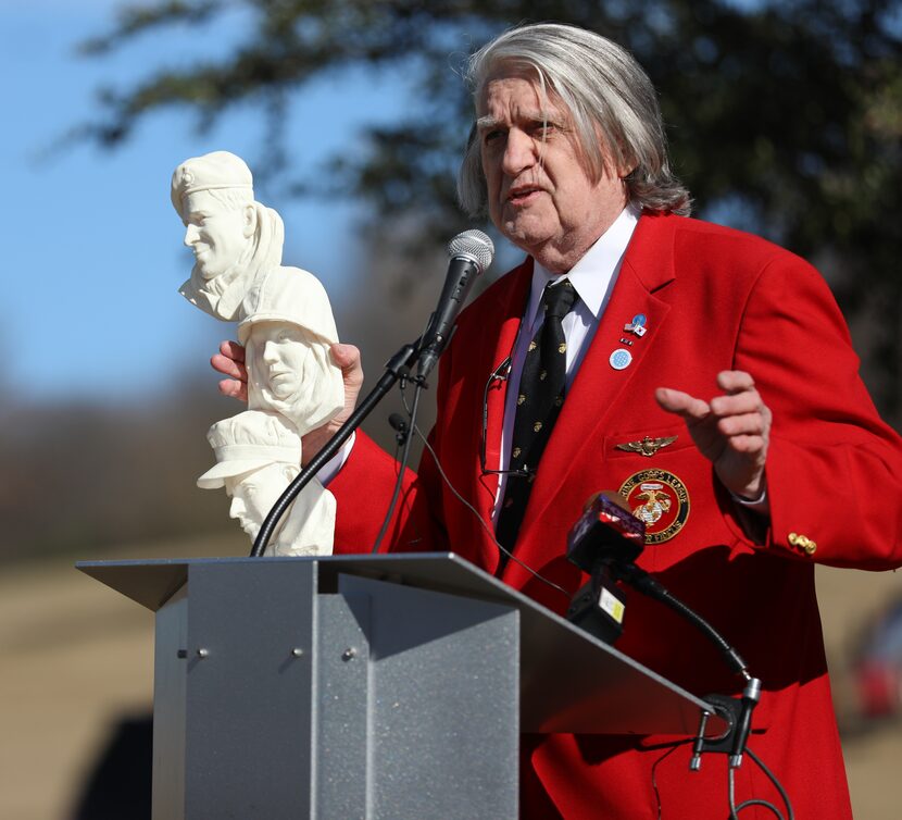 Sculptor and Vietnam War veteran Mark Byrd holds a casting of one of the pieces that will be...