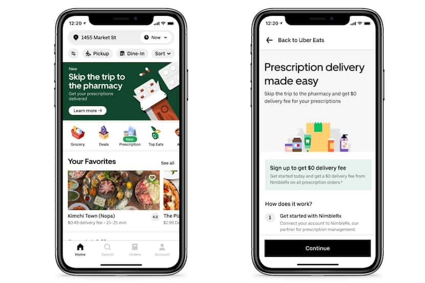 Uber Eats users will be able to order prescription drugs through the app in Dallas, Austin...
