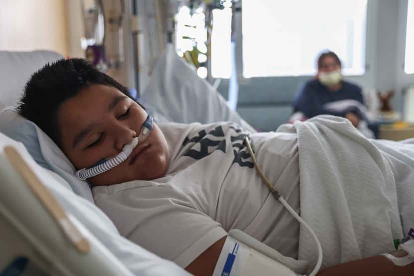 Francisco Rosales, 9, is being treated for COVID-19 in the pediatric intensive care unit at...