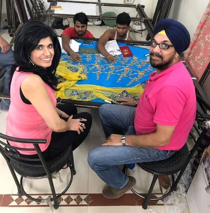 Ruby Bhandari working at her factory in New Delhi.