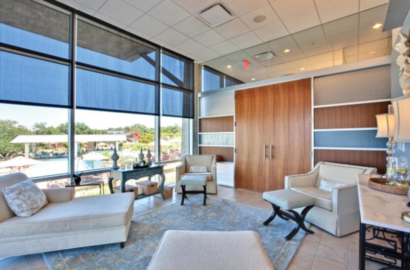 Relaxation areas at Lakeway Resort's San Saba Spa provide sunny views of Lake Travis....