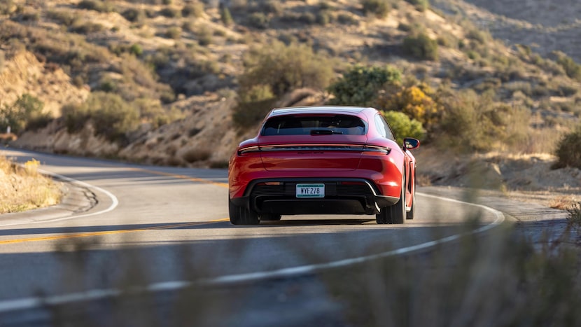 Porsche Taycan GTS Sport Turismo's design is both stunning - and menacing.