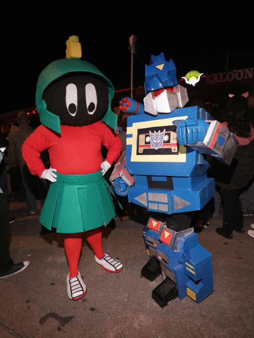 Rebecca Turner, left, and Robert Turner at the Oak Lawn Halloween Block Party in Dallas