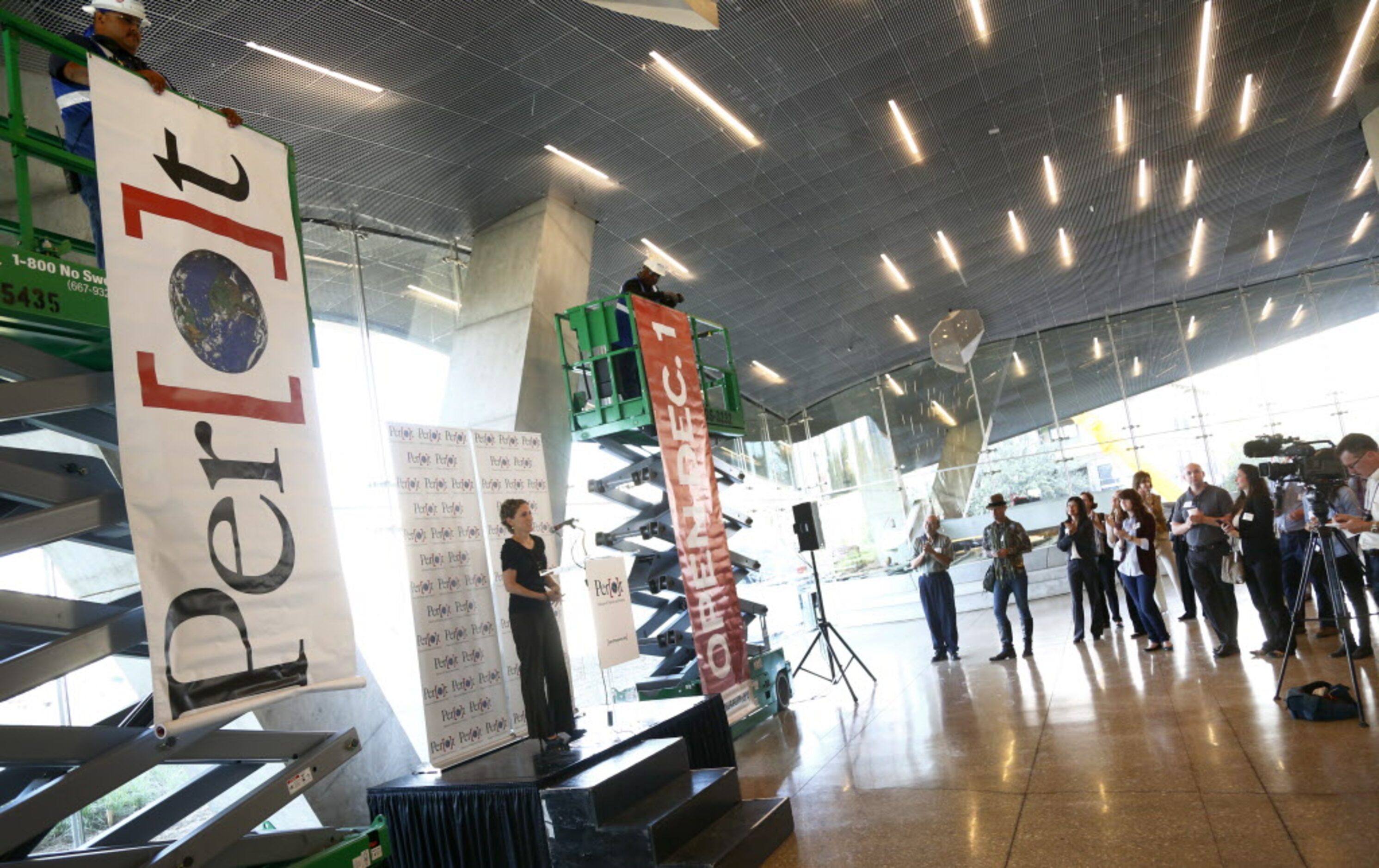 Nicole Small, (left) CEO of The Perot Museum of Nature and Science in Dallas announced,...