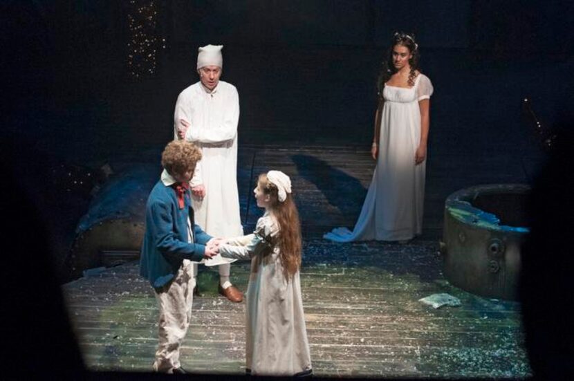 
Chamblee Ferguson (Ebenezer Scrooge), background left, Sabina Zuniga Varela (Ghost of...