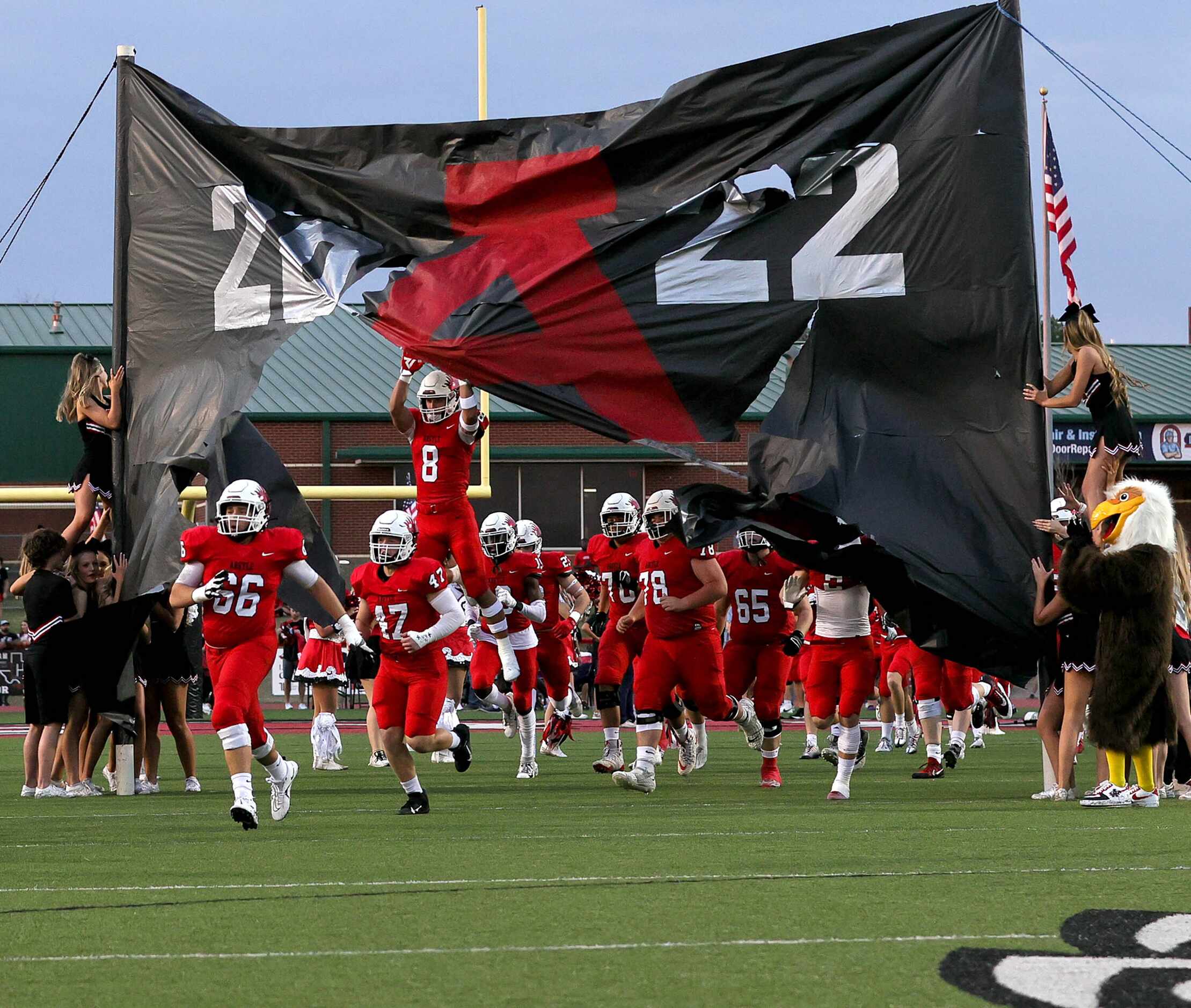 The Argyle Eagles enter the field to face Lake Dallas in a District 3-5A Division II high...