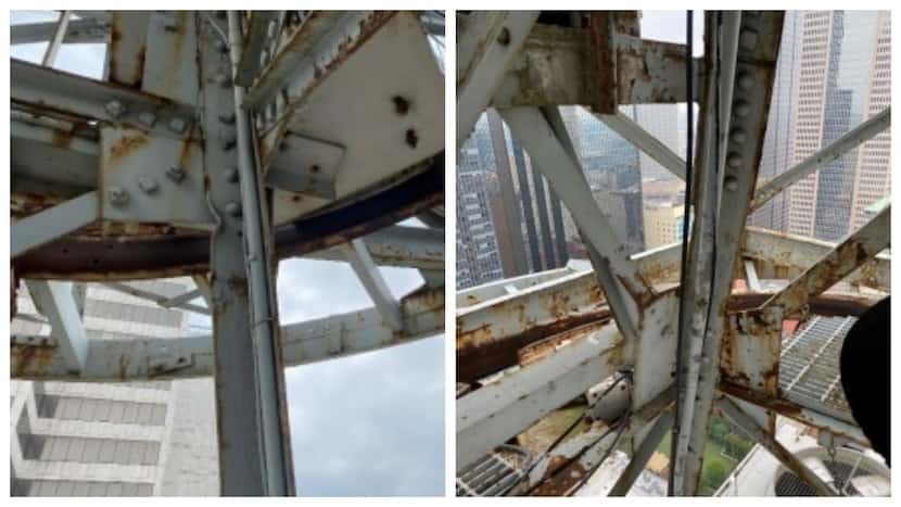 Photos from the City of Dallas show corrosion on the steel structure that holds the Pegasus...