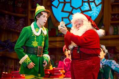 Matt  Kopec  (Buddy)  and  Gordon  Gray  (Santa)  in Elf, presented by Dallas Summer...