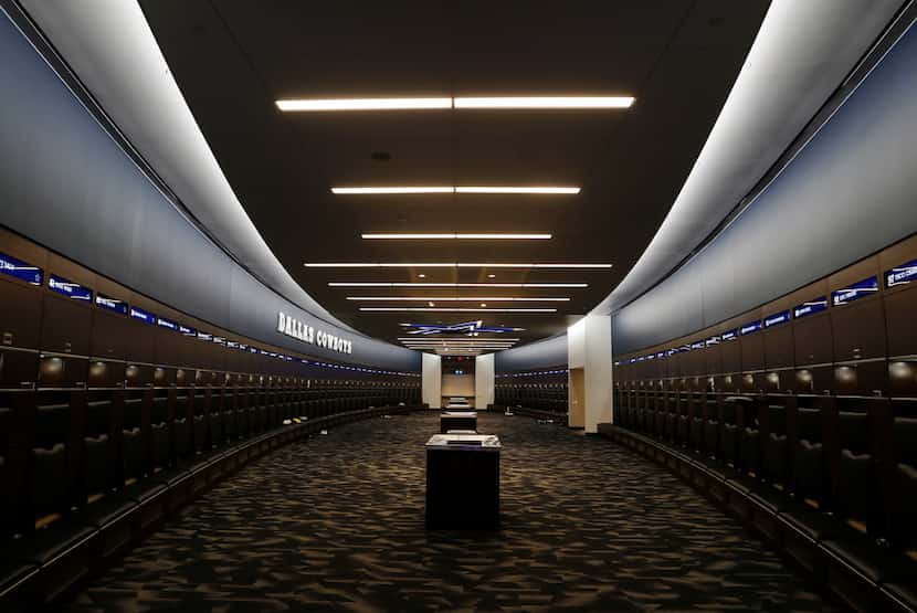 The Dallas Cowboys locker room inside the Dallas Cowboys headquarters at The Star in Frisco 
