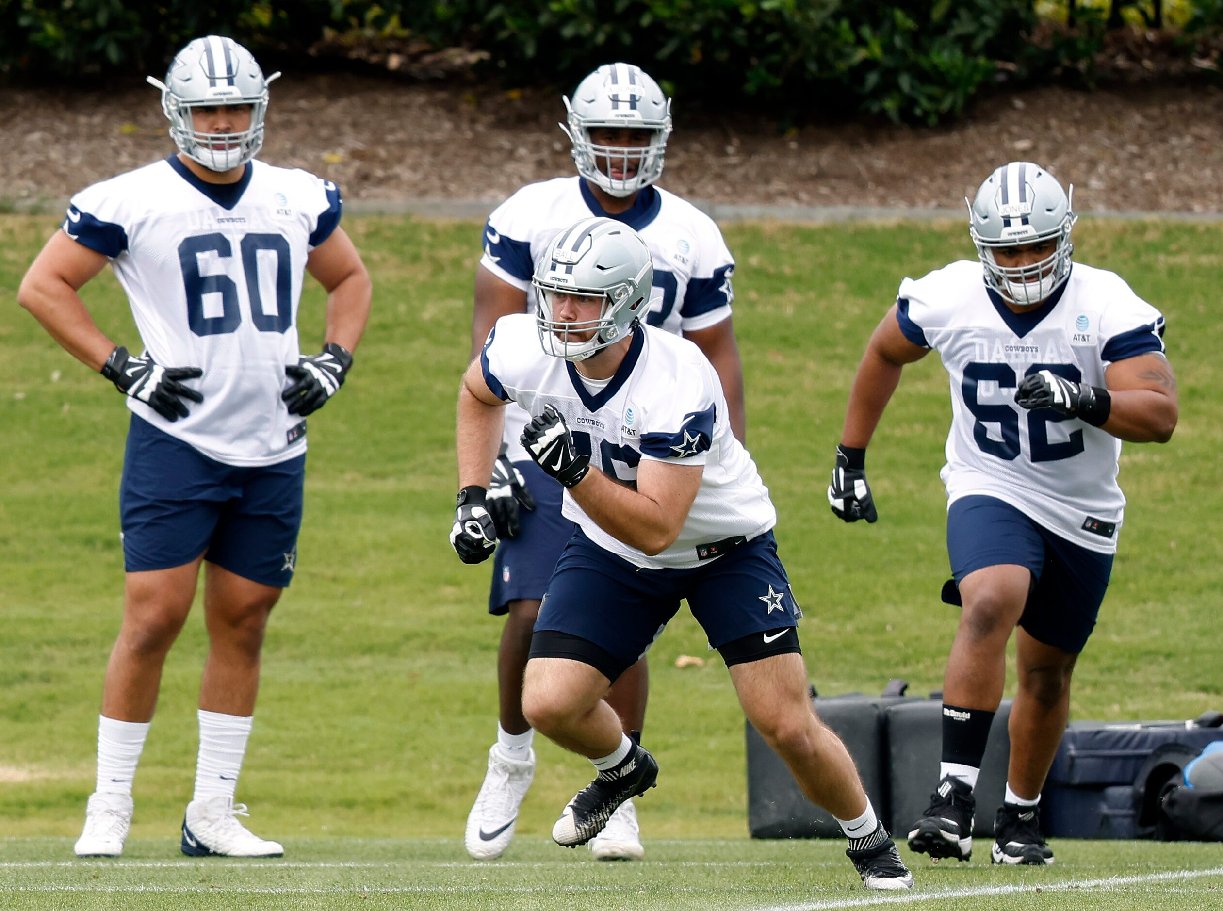 allas Cowboys rookie tackle Josh Ball (76) runs through drills at rookie minicamp at the The...