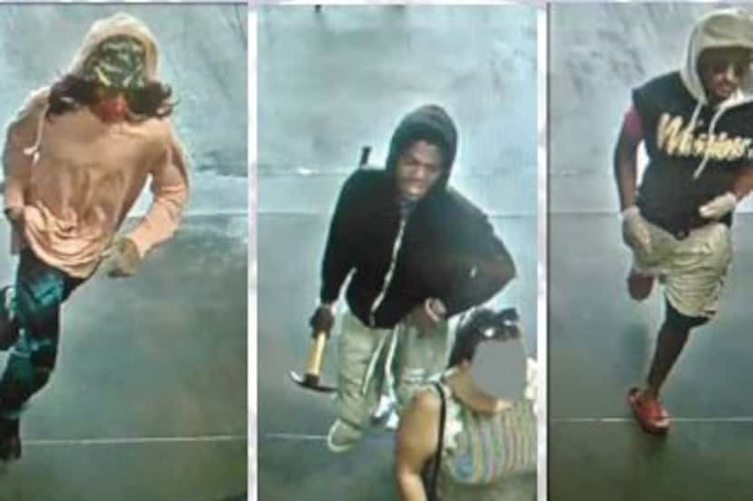 Dallas police are looking for four men, including three pictured in surveillance footage,...