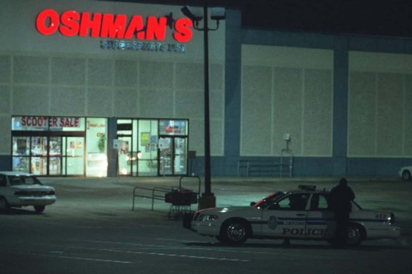 Aubrey Hawkins, an Irving police officer, was shot and killed at Oshman's during a robbery...