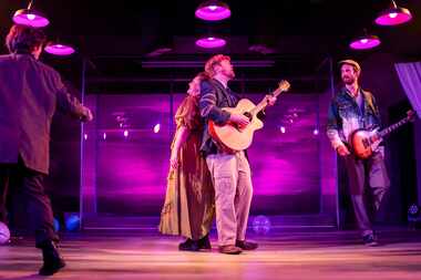 Aubrey and Ian Ferguson, flanked by members of the band in Circle Theatre's production of...