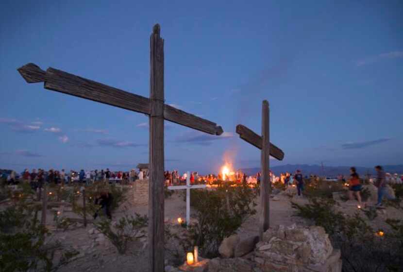 
As the sun sets on the Terlingua Ghost Town graveyard residents gather around the bonfire...