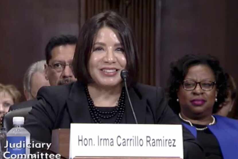 Federal Magistrate Judge Irma Carrillo Ramirez testifies Sept. 7, 2016, at a Senate...