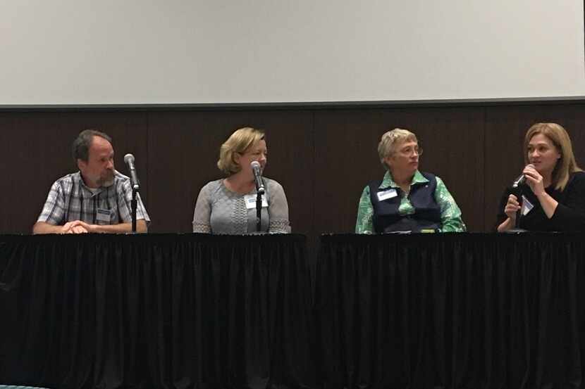 Christine Ortega (far right) spoke during a panel discussion at the Summit on Homelessness...