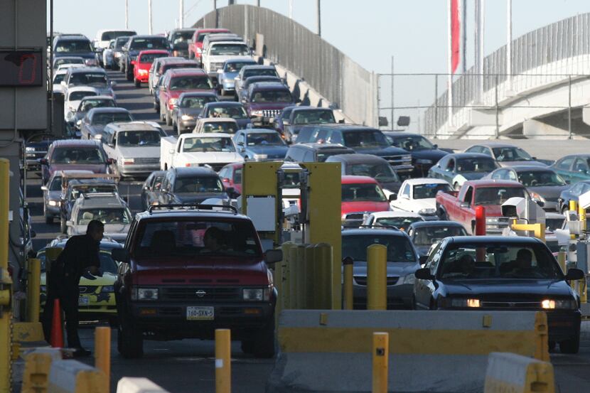 Traffic lines up at the entrance to the United States in El Paso.