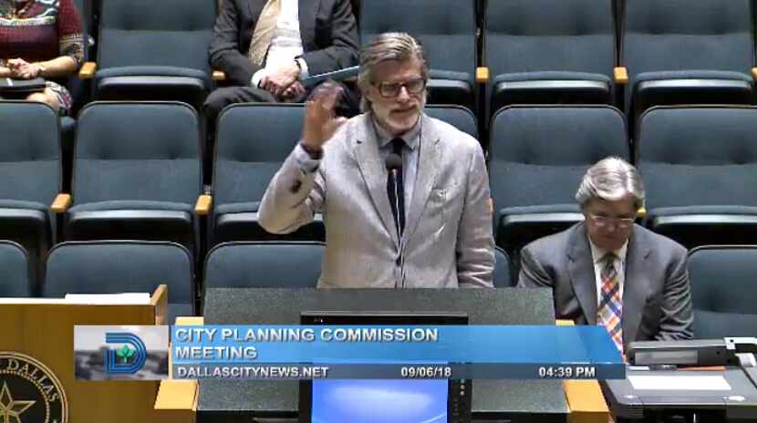 David Taggart, speaking Thursday to the Dallas City Plan Commission about his giant...
