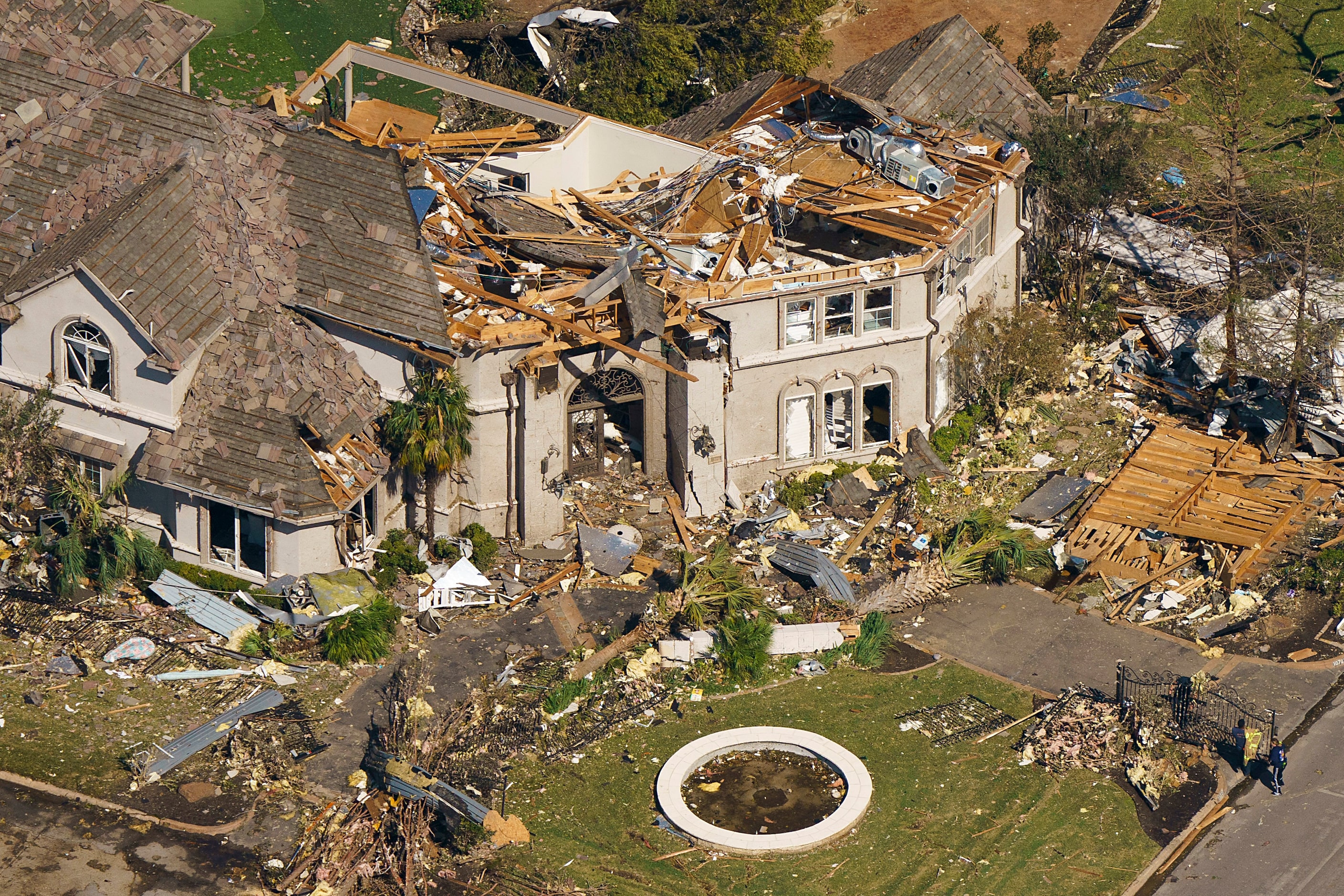 Damage is seen to a home owned by Dallas Stars NHL hockey player Tyler Seguin near the...