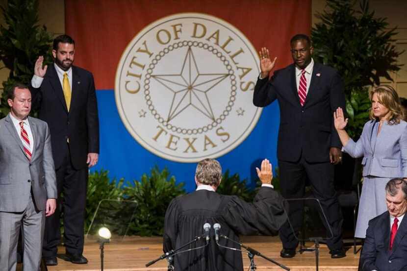  The swearing-in of the new Dallas City Council, June 22, 2015. (Ashley Landis/ Staff...