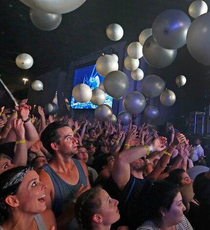 Large bouncing balls were released into the crowd during the Thirty Seconds to Mars concert...