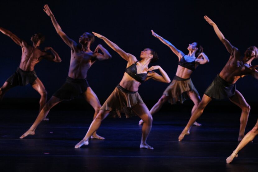 Dancers perform "Pacing" during a dress rehearsal for the Dallas Black Dance Theatre...