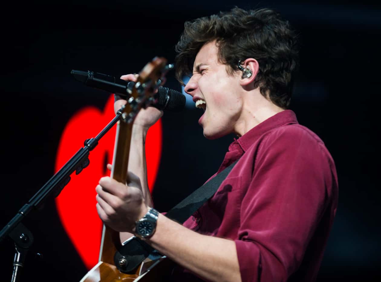 Shawn Mendes performs during the KISS FM Jingle Ball on Tuesday, November 27, 2018 at the...