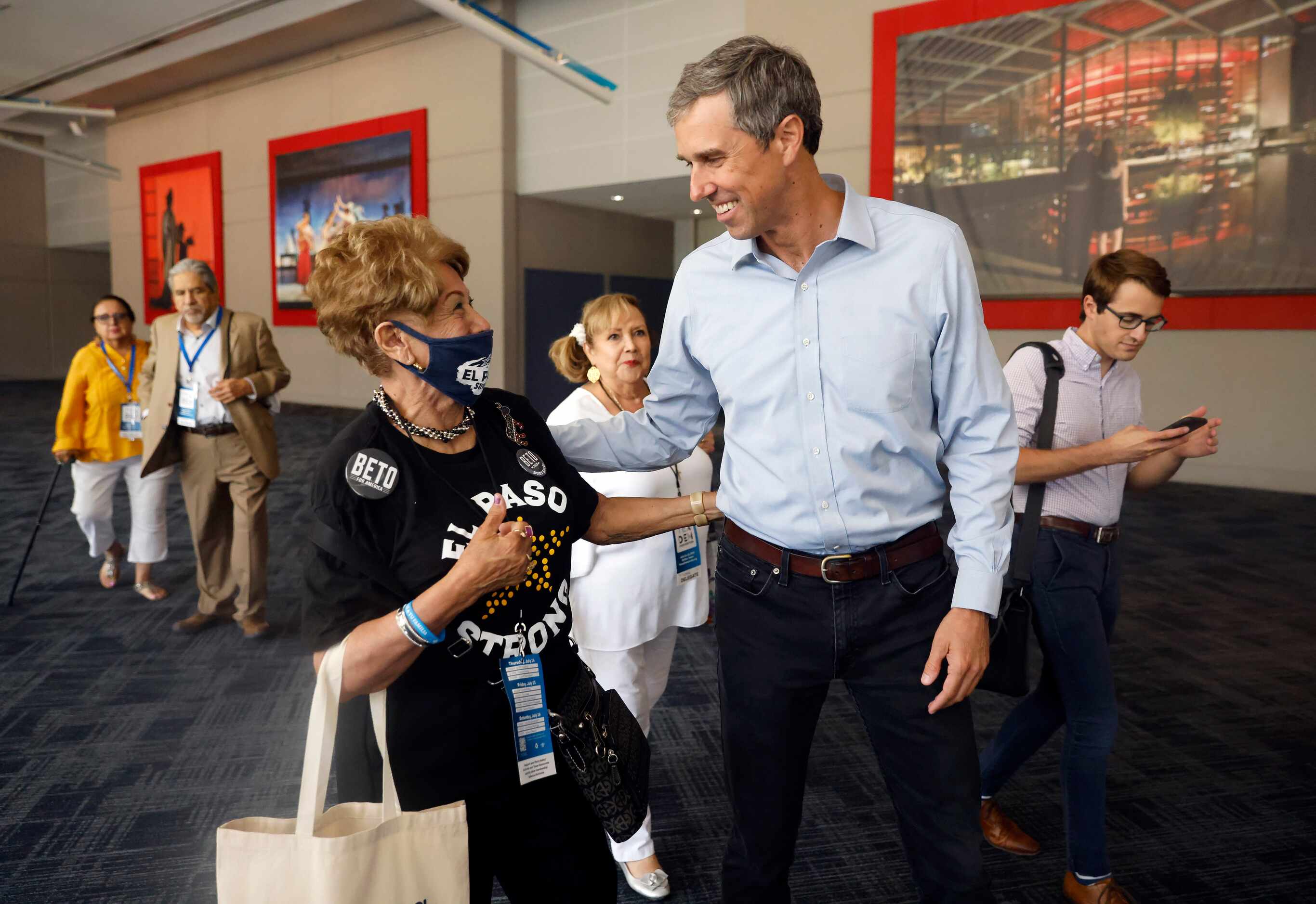 Democratic gubernatorial challenger Beto O'Rourke meets Ramona Torres of El Paso as he...