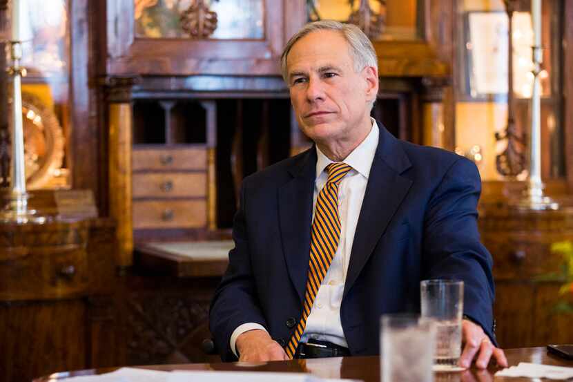 Gov. Greg Abbott is interviewed at the Governor's mansion on opening day of the 86th Texas...