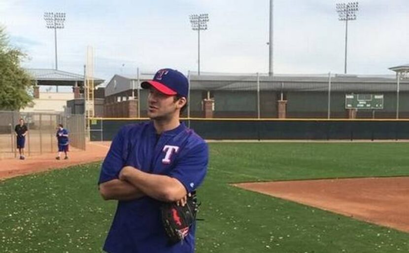 Dallas Cowboys quarterback Tony Romo visits Surprise, Ariz. and the Texas Rangers on March...